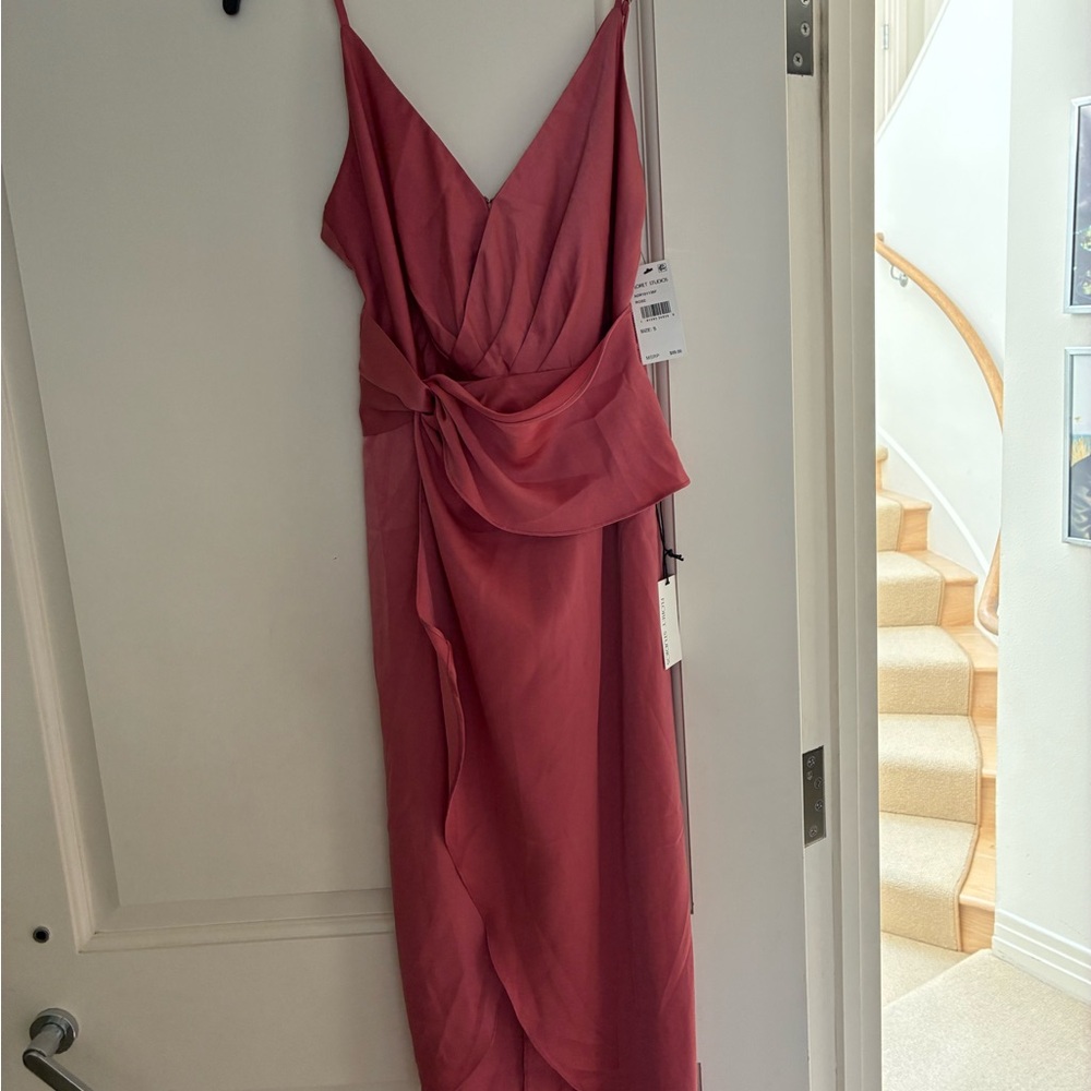 Elegant Pink Draped Women's Dress
